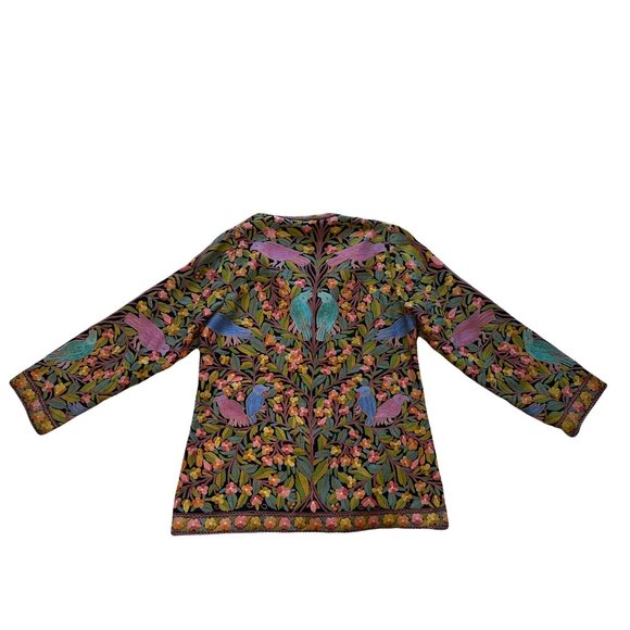 Hand-Embroidered Floral & Bird Jacket - Picture 2 of 2